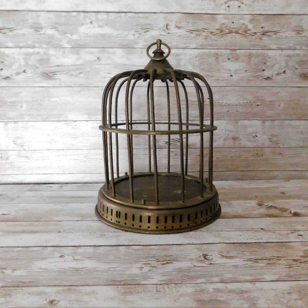 Vintage Decorative Indian Brass Bird Cage Plant Holder